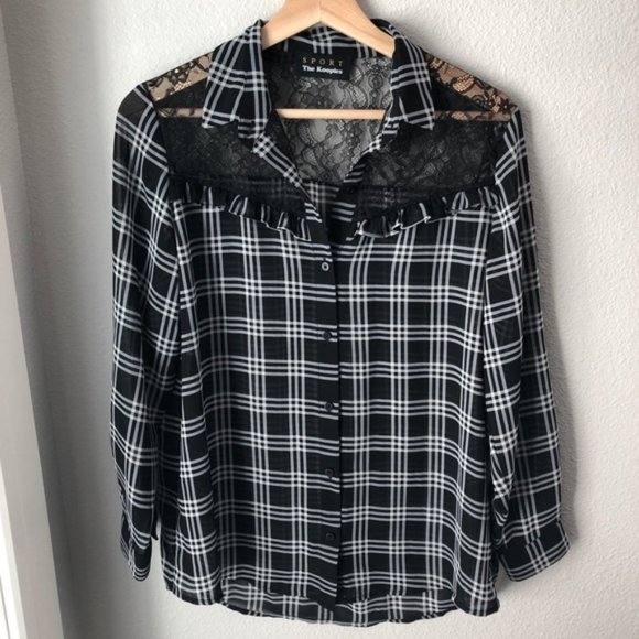 The Kooples Damier Lace Plaid Blouse - Picture 2 of 5